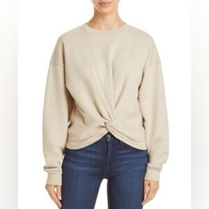 FRAME Denim twisted cotton crewneck sweatshirt in heathered oatmeal size XS